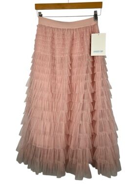 NWT Pink Tulle Layered Skirt Juniors Medium Balletcore Feminine Elegant Lined